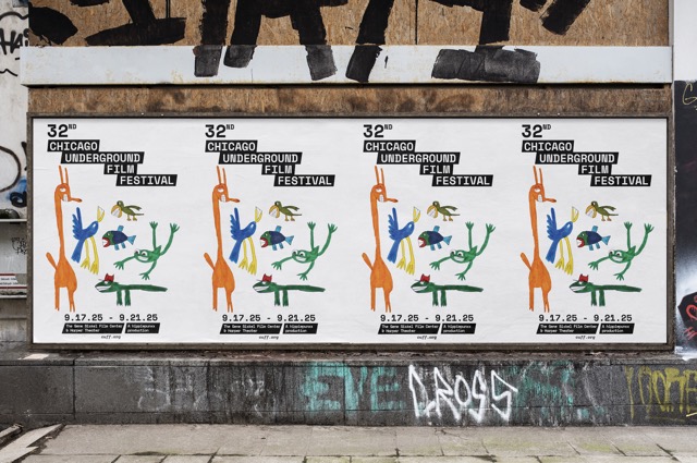 snapshot of a billboard with graffiti and four CUFF posters 