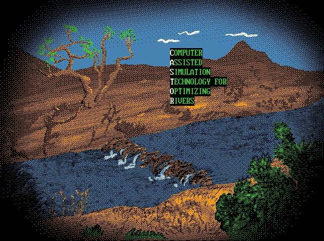 Still from CASTOR lo fi computer animation backdrop of beavers with green text