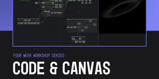 Image of nodal network on black background. Blue partial frame around image. Course details in white lettering with funder logos on bottom.
