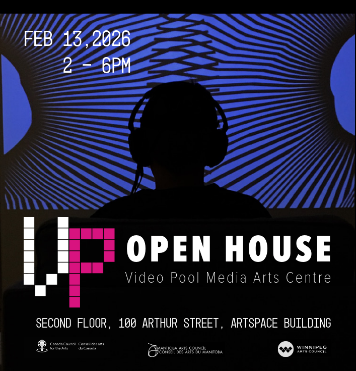 VP invitation against black background. Image of silhouetted person with headphones against a purple background with image of mirrored lines coming from circles.