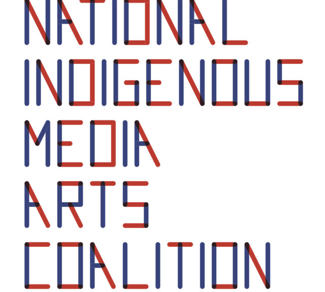 National Indigenous Media Arts Centre Uppercase letters in red and blue