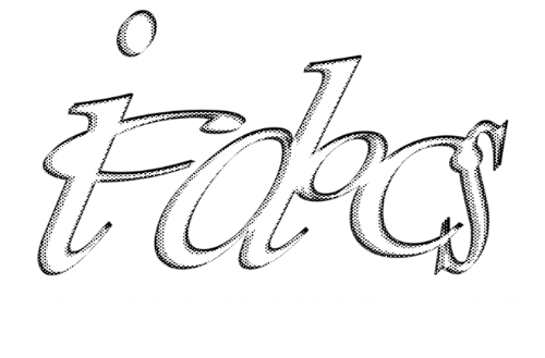 The Iowa City International Documentary Festival Logo. "ICDOCS" in lowercase white text in a funky, uneven, cyber-font