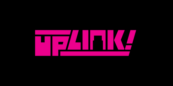 Pink Uplink logo with black background